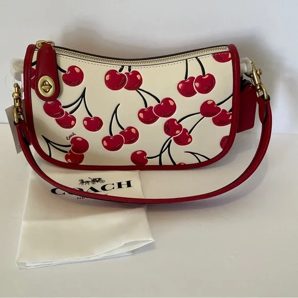 NWT Coach Limited Edition Full Size Swinger Cherry Print & Dust Bag 🍒 - Picture 8 of 14